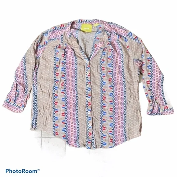MAEVE ANTHROPOLOGIE Button Multicolored Blouse XS - Picture 2 of 9